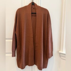 Lululemon Merino Wool-Blend Ribbed Long Wrap Sweater Size 16 Roasted Brown